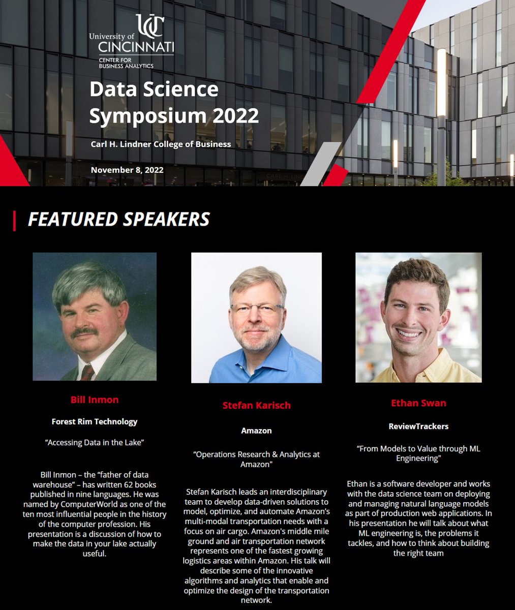 The Data Science Symposium 2022 will have 3 featured speakers and multiple Tech Talk/Tutorial Presenters. It will be live in person, and ONLY 250 attendees can attend. REGISTER NOW at web.cvent.com/event/36b0c2f9…

#data #symposium #tech #datascience #dataanalytics