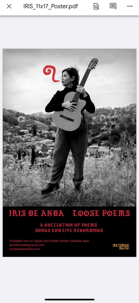 Limited Release! Loose Poems by Iris De Anda via Multimedia Militia. Cassette &amp; digital download. Poems, songs, &amp; live recordings. 🖤❤️