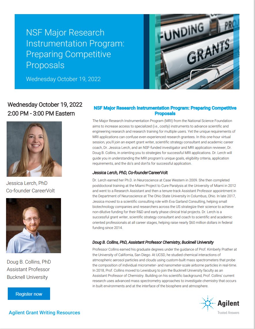 Check and register for this MRI grant writing webinar if you are interested #Agilent