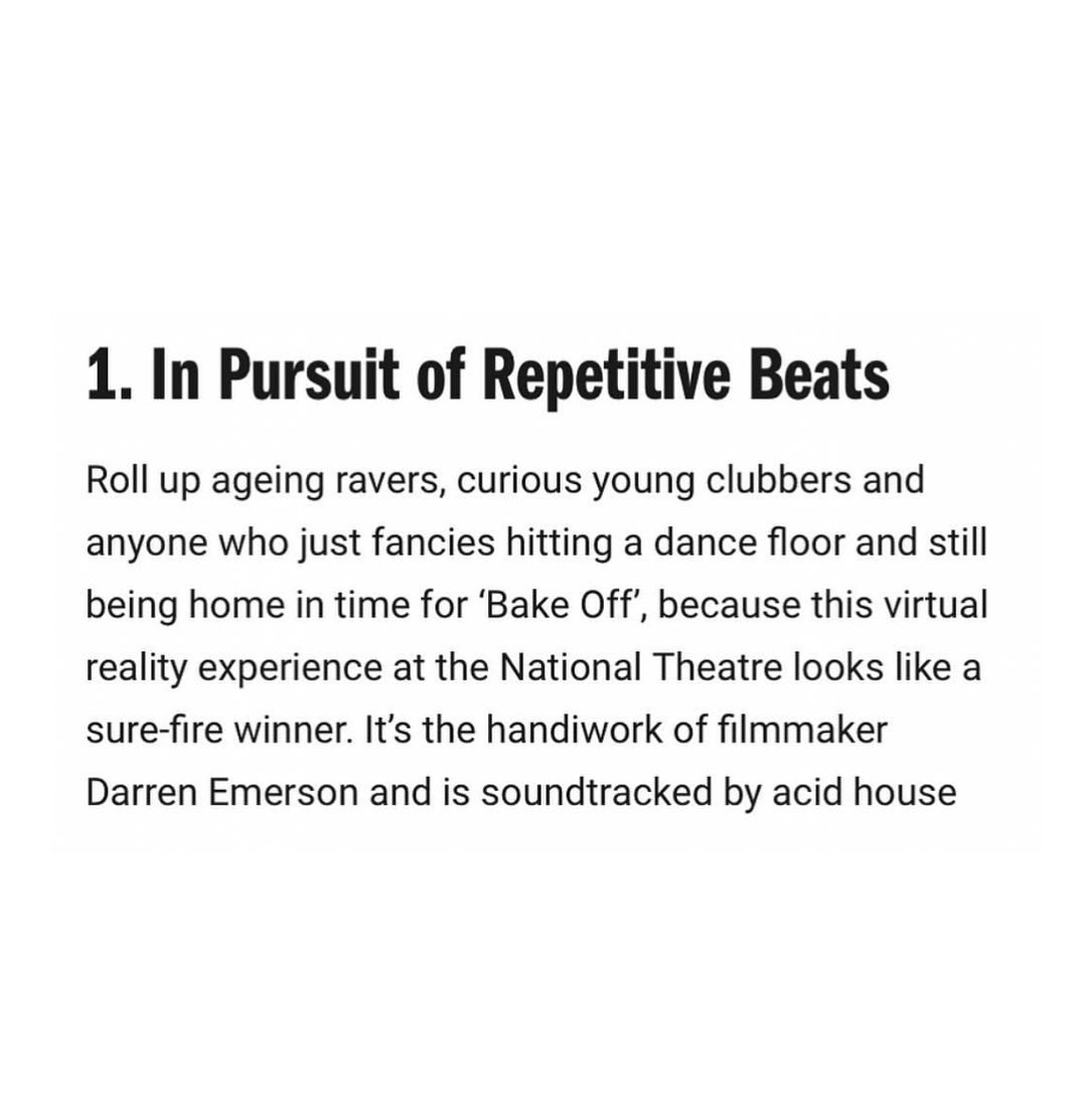 University of Portsmouth CCIXR (@uniportccixr) on Twitter photo Great to see In Pursuit of Repetitive Beats that we worked on with <a href="/EastCityFilms/">East City Films</a> listed by <a href="/TimeOutLondon/">Time Out London</a> as #1 to see <a href="/BFI/">BFI</a> London Film Festival! See it <a href="/LlaisFestival/">Llais</a> #mocap #vr Great to see In Pursuit of Repetitive Beats that we worked on with <a href="/EastCityFilms/">East City Films</a> listed by <a href="/TimeOutLondon/">Time Out London</a> as #1 to see <a href="/BFI/">BFI</a> London Film Festival! See it <a href="/LlaisFestival/">Llais</a> #mocap #vr