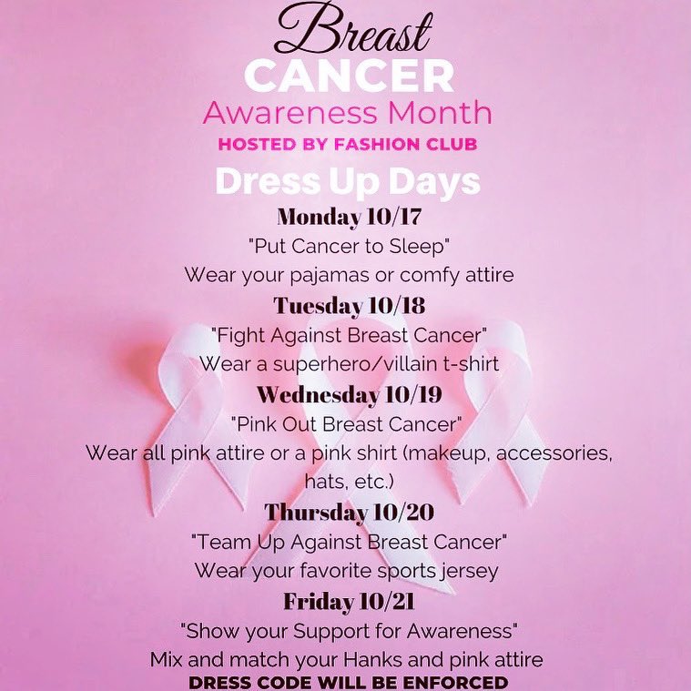 hanks_library's tweet photo. We support Breast Cancer Awareness at the Kingdom! Comfy clothes and pink shoes for today’s dress up day! #PutCancerToSleep @hanksfashion_ https://t.co/omROPSX2HK