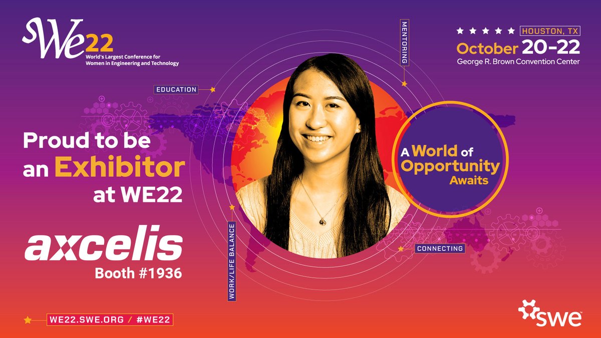 AxcelisNews's tweet photo. Axcelis will be at SWE22 this week in Houston, TX. Stop by booth #1936 to learn about the many career opportunities available in the exciting semiconductor industry! #swe22 #top100womenledbusinesses #forbesbestmidcapcompany #growth #semiconductorindustry #careeropportunities https://t.co/fLUn6JQPNe