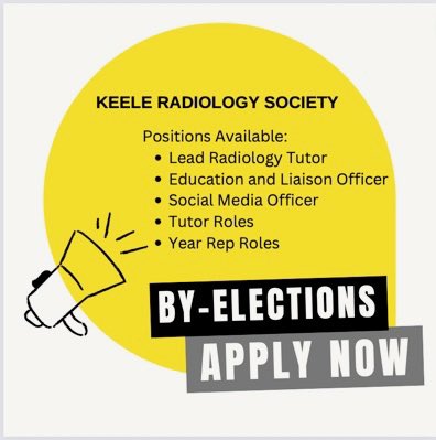 BY ELECTIONS OPEN 24/10/22 1pm! Lots of roles available- so work on your CV, teaching skills and knowledge of radiology and join us 😊🩻