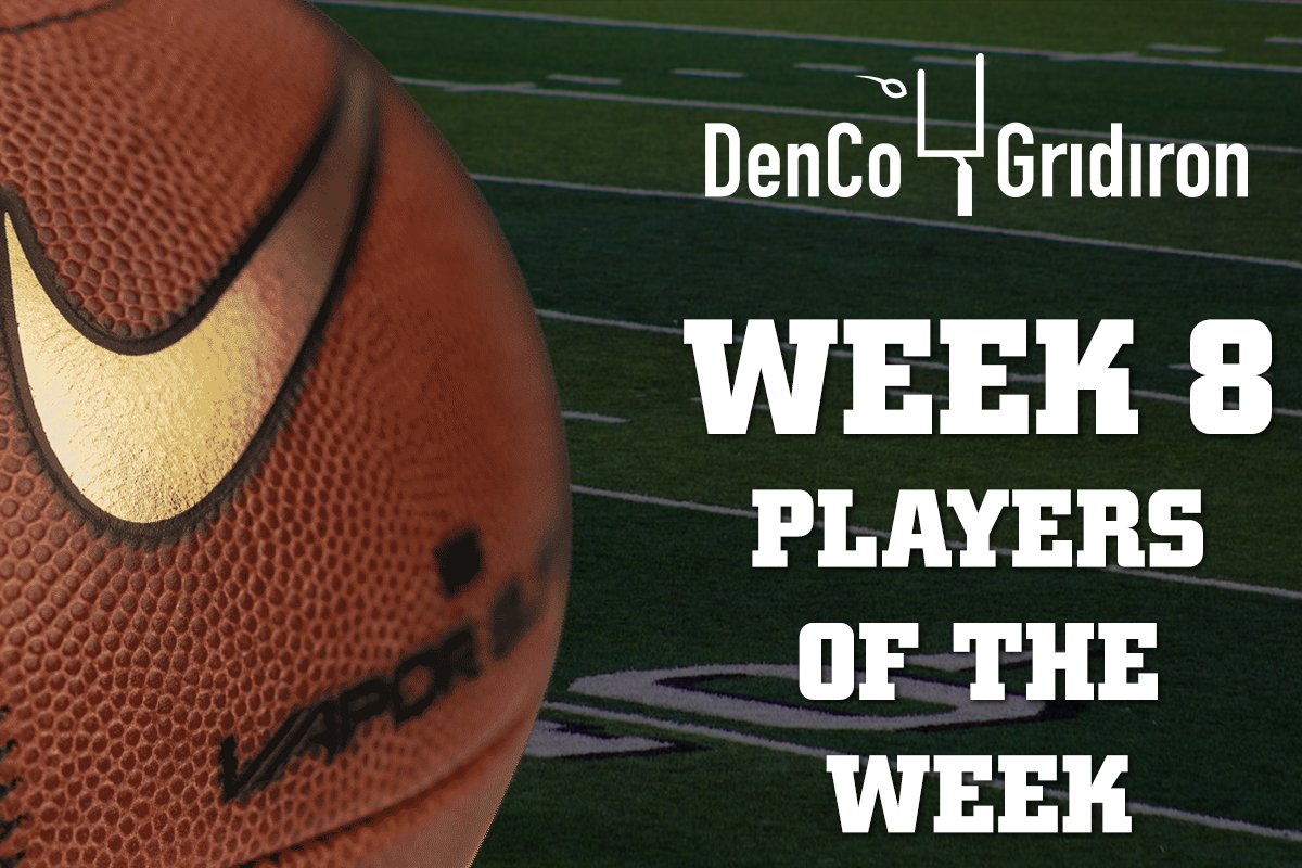 Just dropped: Week 8 Players of the Week

OFF
@cummings_kyle_
<a href="/newtonluke/">Luke Newton</a>
<a href="/AaronDarden7/">Aaron Darden</a> 
<a href="/KhattabIsaac/">isaac khattab</a>

DEF
Jason Smith
<a href="/KjFieldss/">kamron “K9” fields</a> 
<a href="/_WeaponX44/">Mason Johnson</a> 
@Connorjg04 

#txhsfb #DenCoGridiron

dencogridiron.com/week-8-players…