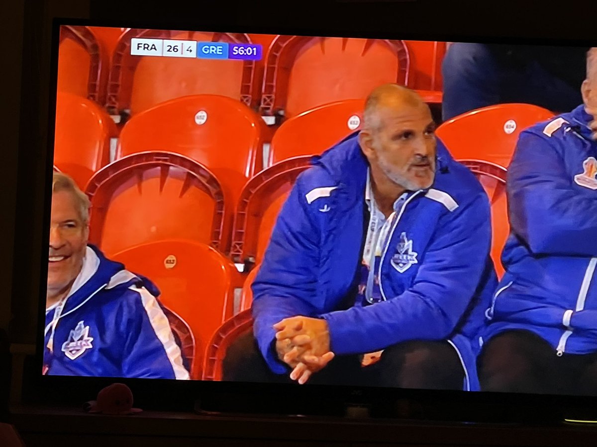 Jamesryanwriter's tweet photo. Brilliant move by @GreekRL and their first points in the @RLWC2021 #greekrl https://t.co/FZEX8tEMOO