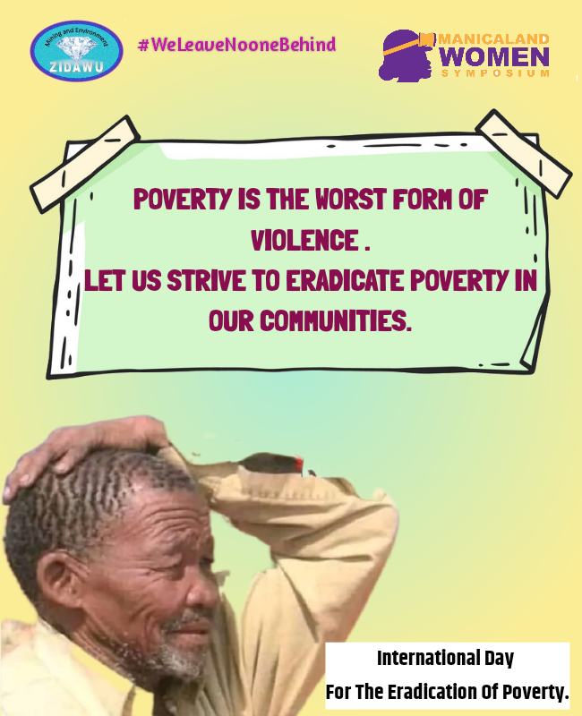 zzidawu's tweet photo. We join the rest of the world in commemorating the International day of Eradication of Poverty. Let us eradicate poverty in our Communities.
@ZELA_Infor 
@Cosmas444 
@ProudNyakuni https://t.co/n8kfTty2LD