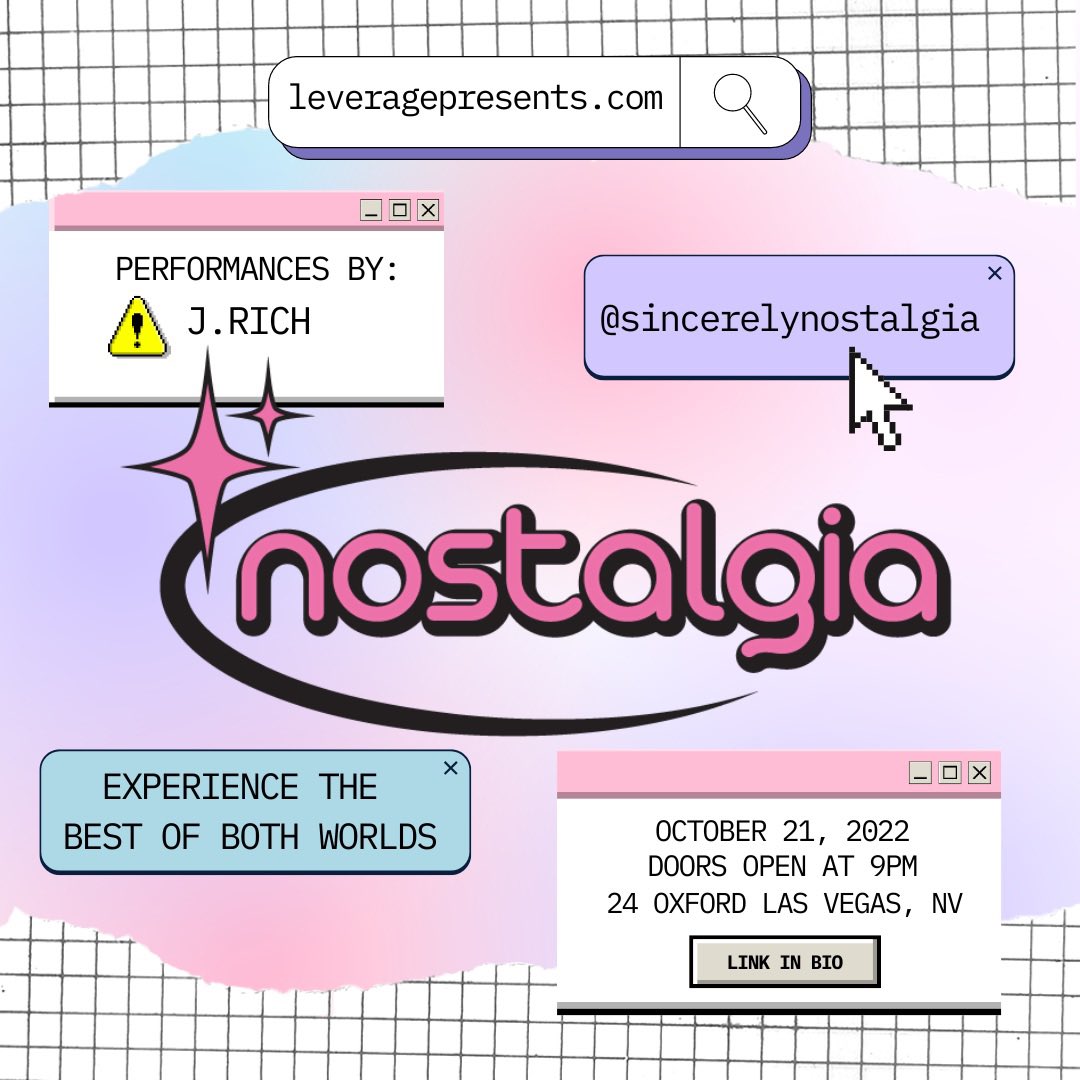 jazlynrich's tweet photo. LAS VEGAS - CALLING ALL MY 90’s - 2000’s BABIES + DISNEY CHANNEL ADULTS FOR A EXCITING NIGHT! 💕 Come support my first event Nostalgia THIS Friday. Pop throwbacks. Hiphop. Disney/Nick soundtracks. Don’t sleep on this! Pls retweet, comment, &amp; reshare! 
🎟️: https://t.co/AFlO1Z6I8E https://t.co/RXWDqDT2Ra