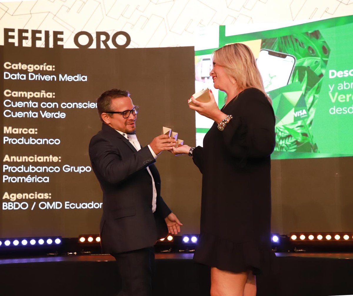 GANADOR EFFIE ORO🥇💯👏🏼
Categoría: Data Driven Media
Anunciante: Produbanco 
Campaña: Cuenta con conciencia, Cuenta verde
Agencia: BBDO / OMD Ecuador