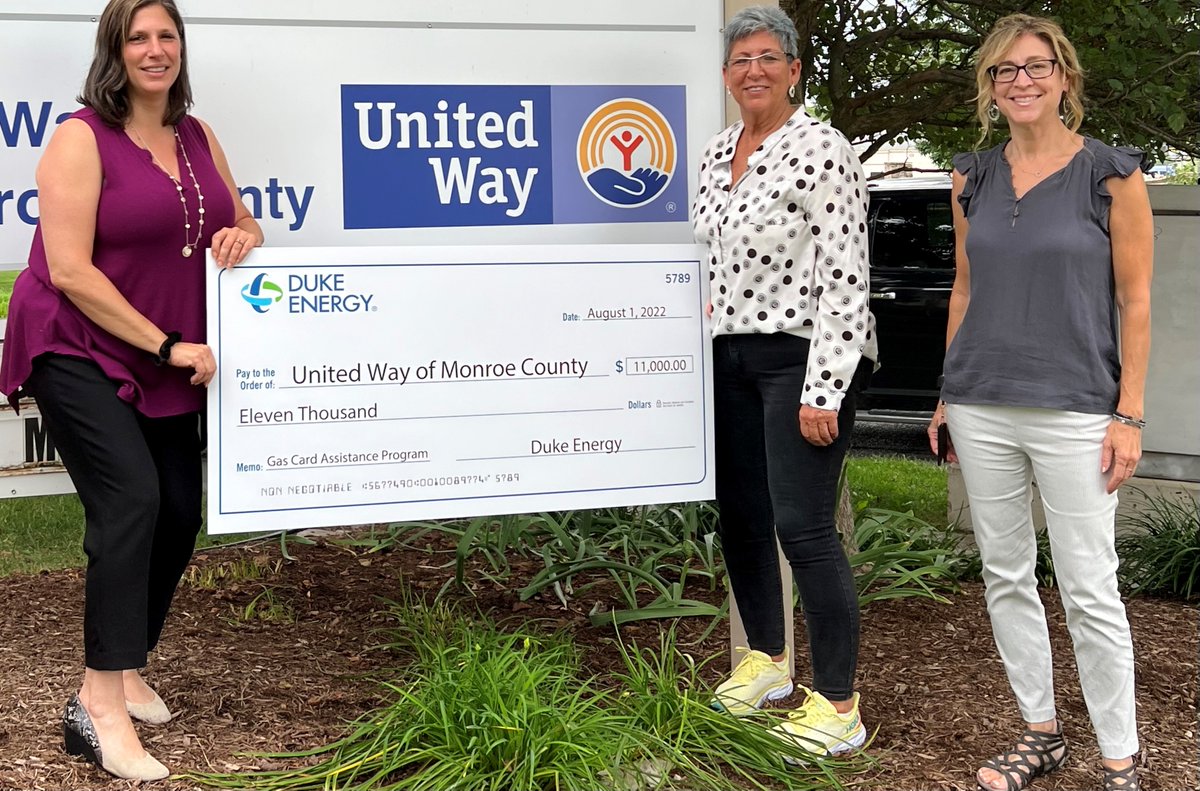 MonroeUnitedWay's tweet photo. At our recent Utilities Assistance Roundtable event, @DukeEnergy granted $11,000 in gas gift cards for low- and moderate-income families to help those struggling with the rising cost of energy. Thanks, Duke Energy!
@UnitedWaySCI #RebuildCommunity #RebuildHope #LiftUpNeighbors https://t.co/3dEloL0Peo