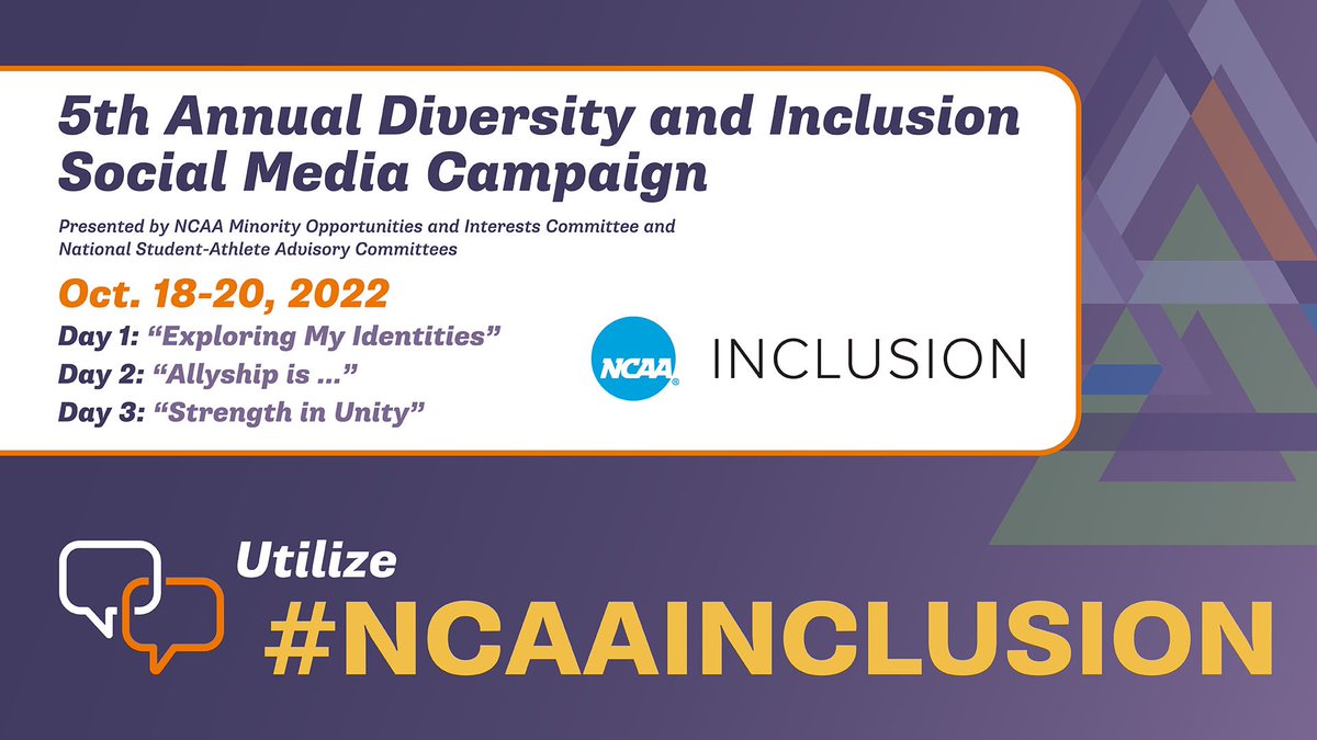CSC_SAAC's tweet image. Tomorrow kicks off the 5th annual NCAA Diversity and Inclusion Social Media Campaign! Follow along throughout the week to hear from our student-athletes about what each day means to them!! #NCAAInclusion