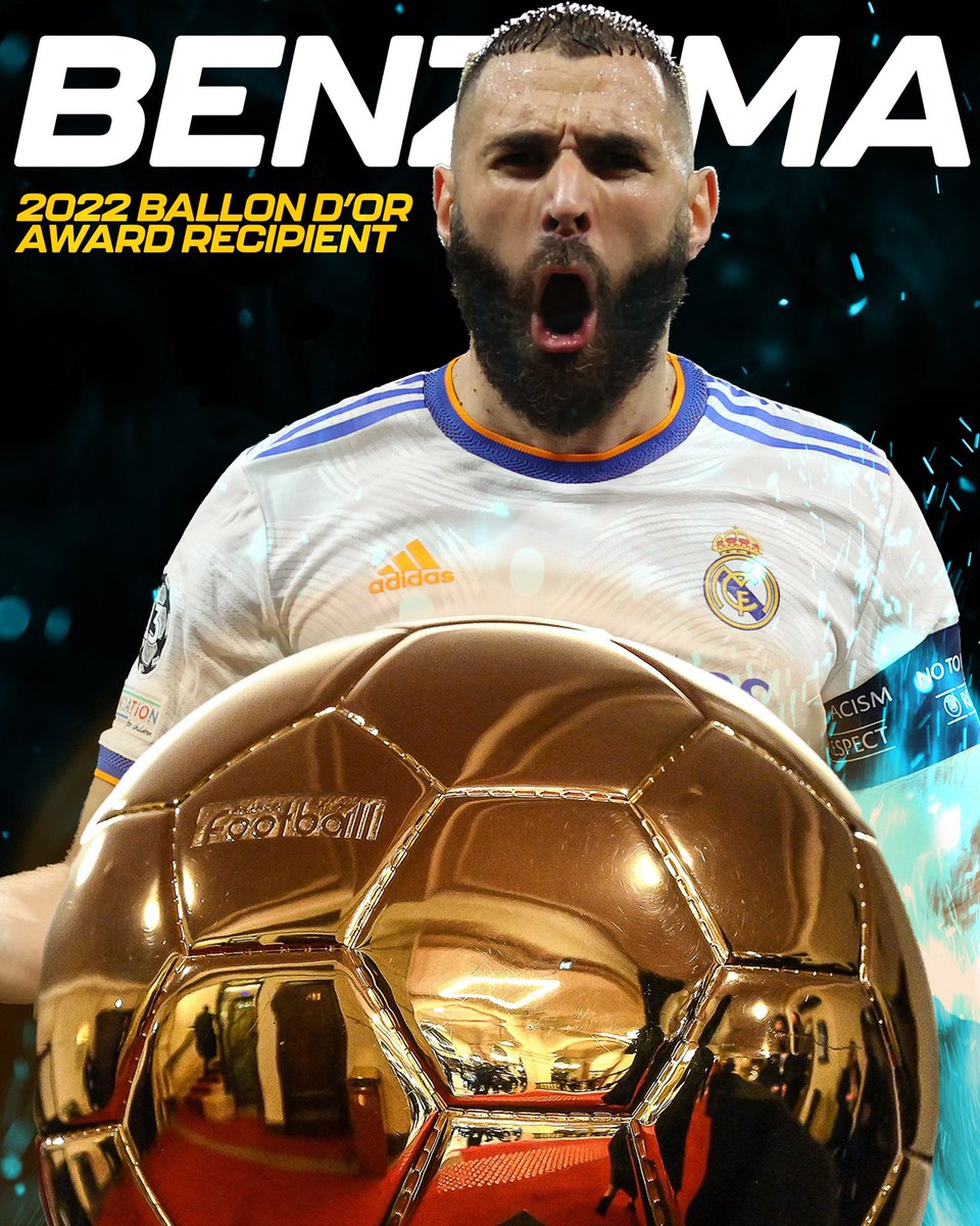 NBCSportsSoccer's tweet photo. Benz wins!

Karim Benzema wins the 2022 Men’s #BallonDor award! 🏆 https://t.co/VLrXu8DuqJ