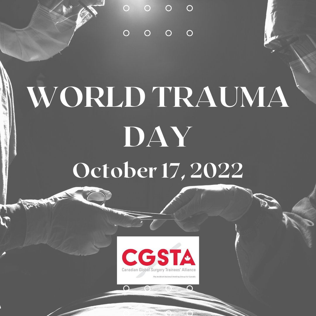 cgstaglobalsurg's tweet photo. Today is World Trauma Day. Created in New Delhi, India in 2011 to bring awareness on the impact of traumatic injuries to millions of lives worldwide and emphasize the importance of equitable emergency care. #GlobalSurgery #WorldTraumaDay2022 #FutureoftheOR https://t.co/kpDNBw0NTn