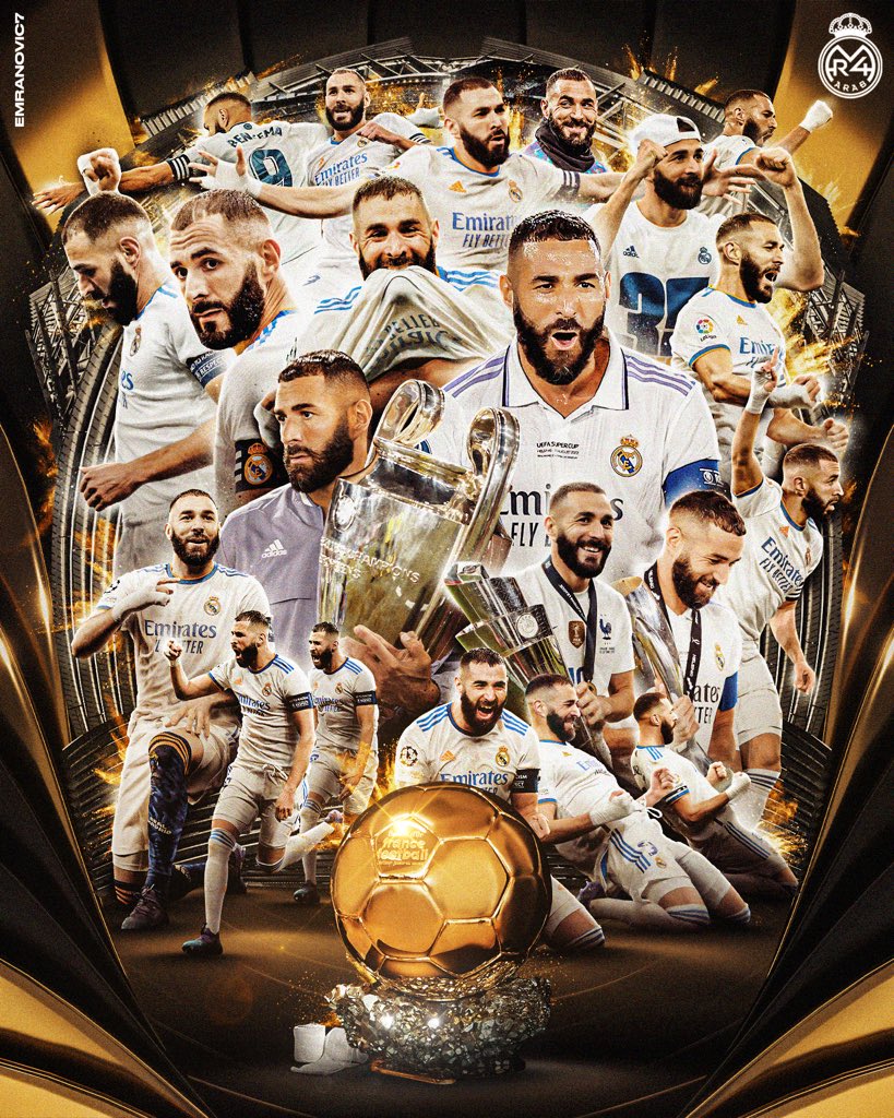 RM4Arab's tweet photo. 🚨⭐️ رسمــــيًا |

الأسطورة كريم بنزيما يفوز بجائزة الكرة الذهبية كأفضل لاعب لعام 2022 👑🤍 https://t.co/6QqSDGE6oI
