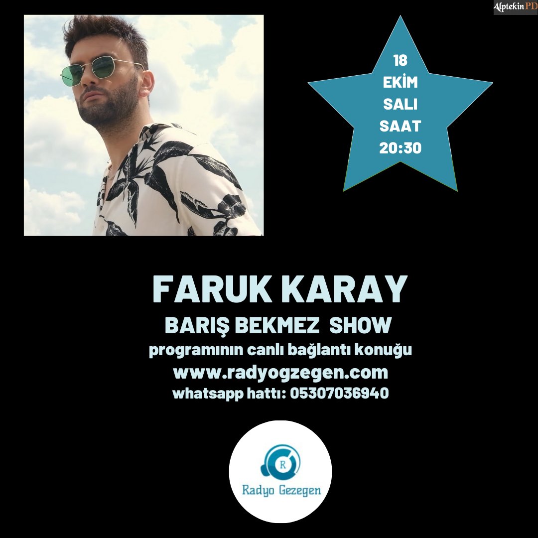 Faruk Karay 18 Ekim Salı Günü Saat 20:30'da Radyo Gezegen Barış Bekmez Show Programının Canlı Telefon Bağlantı Konuğu Olacak Sakın Kaçırmayın...  #farukaray #radiogezegen #barisbekmezofficial <a href="/cenkleyoklama/">Cenk ALPTEKİN</a>