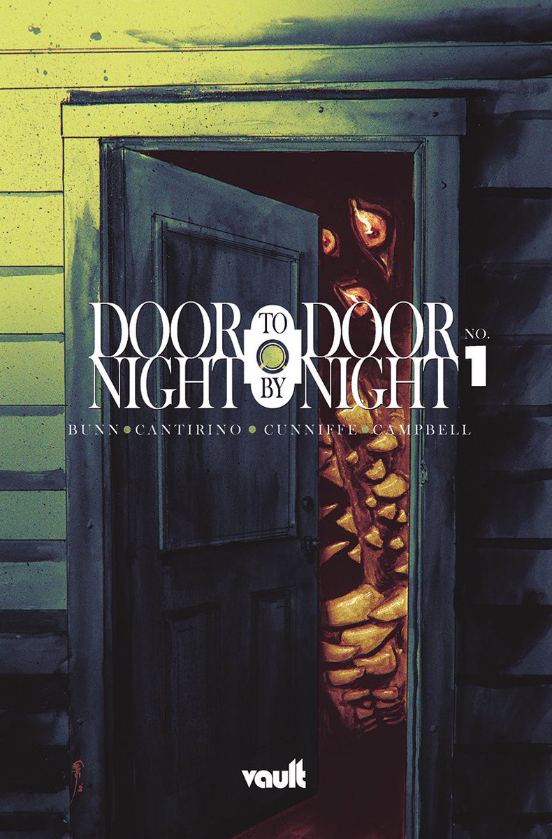 It’s the last day to preorder DOOR TO DOOR, NIGHT BY NIGHT #1 and secure your @ChrisShehanArt cover! From masters of fright @cullenbunn and @sally_cantirino! With @deezoid and @andworlddesign. 🖤💀