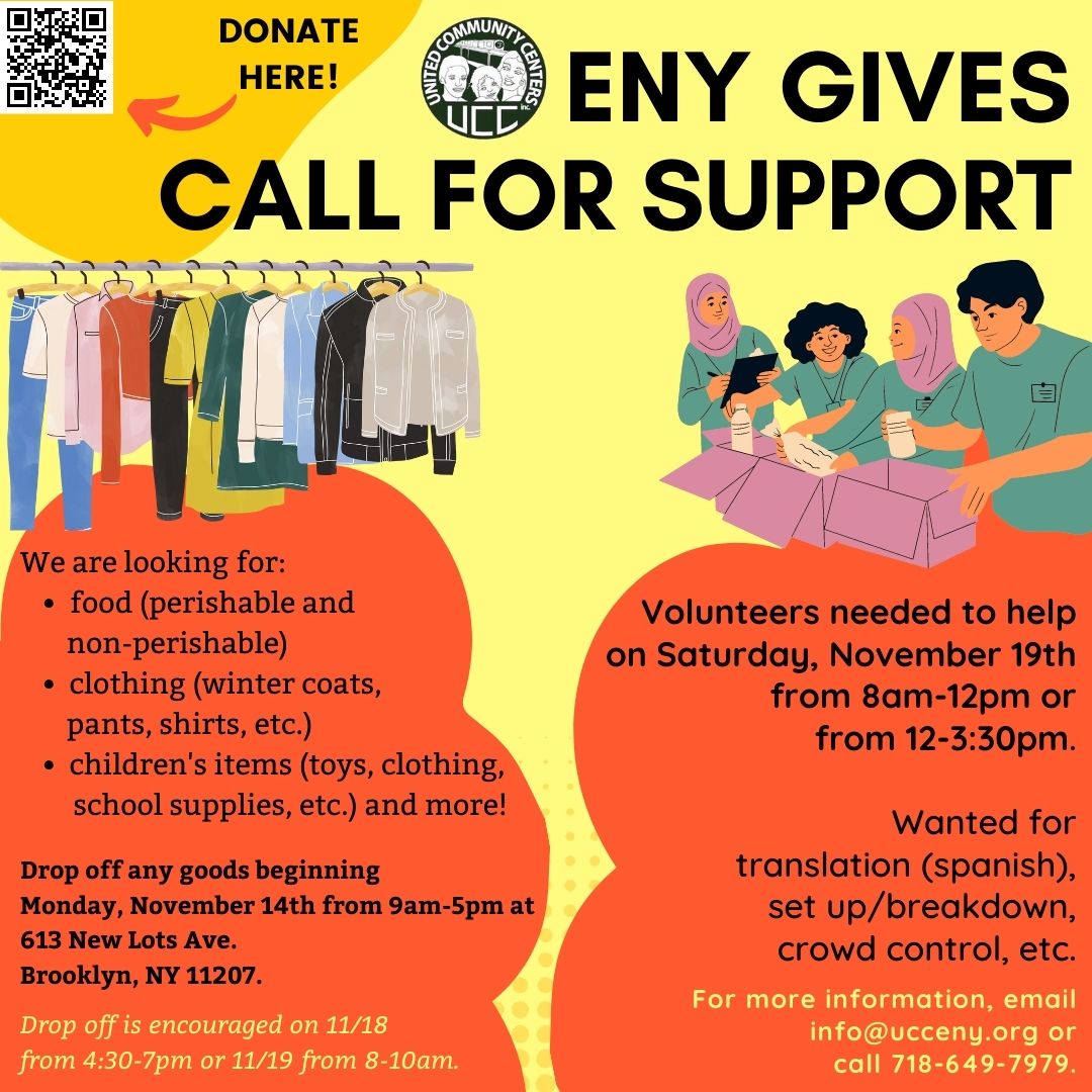 CentersUnited's tweet photo. We need your help! ENY Gives is quickly approaching and we are looking for donations of food, clothing, and $$$. This year we are supporting our community and incoming asylum seekers. Help us make this happen! https://t.co/741UIfw8OH
