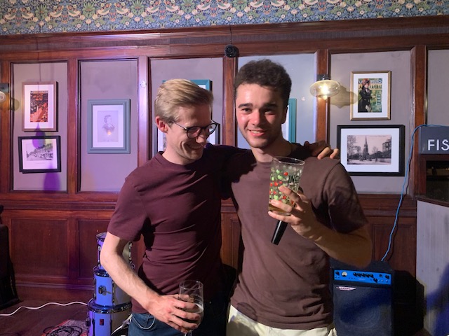 LeoWembley's tweet photo. Not many people can say they've played a piano duet with Chris Martin of @coldplay at @wembleystadium...but here's 2 of the lucky ones that can! Scott &amp; Leo, in the same room! Thanks so much @scottb94 for coming to @LeoWembley's gig at @KilburnArms earlier this month. #Talented🤩 https://t.co/xBgPHiyfdG