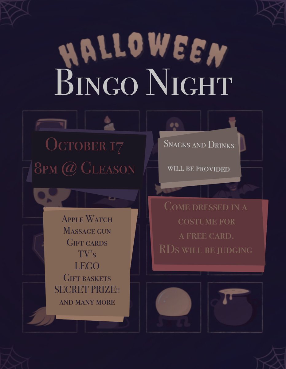 Join us in Gleason at 8pm for the chance to win some amazing prizes in BINGO!! And don’t for get to dress up for a chance at an extra bingo card!!