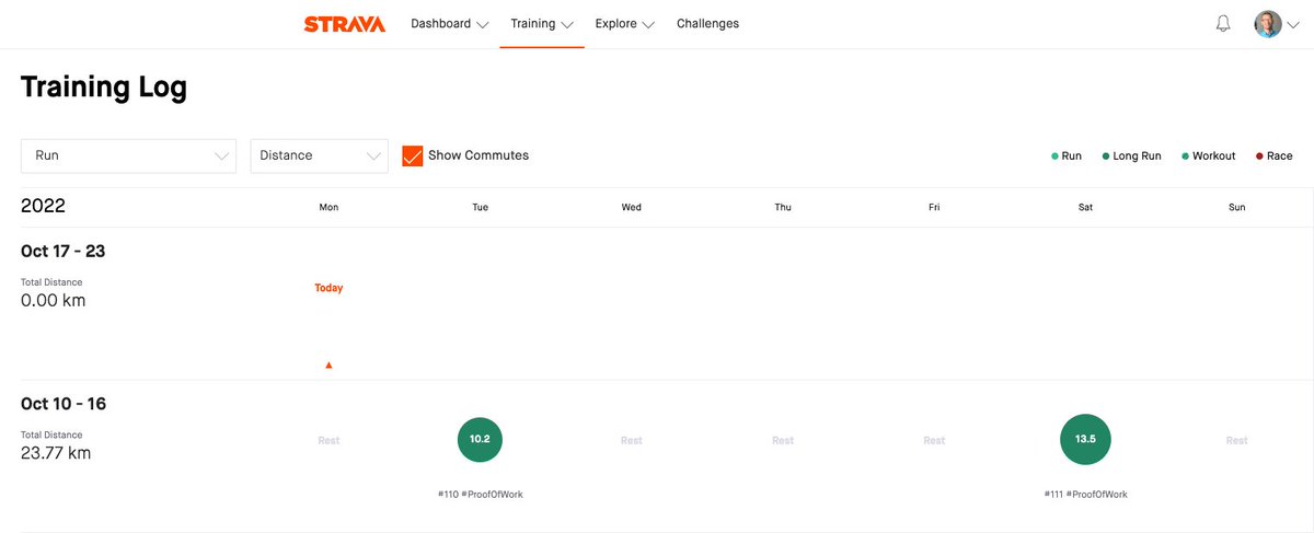 RunningForBTC's tweet photo. Max #BTC price sets the distance I run |
week#40 $20.4k/1BTC = 20.4km in week#41
... mission accomplished #RunningForBitcoin #BTC #Runner #Bitcoin #running #strava https://t.co/q1b9azDhQp