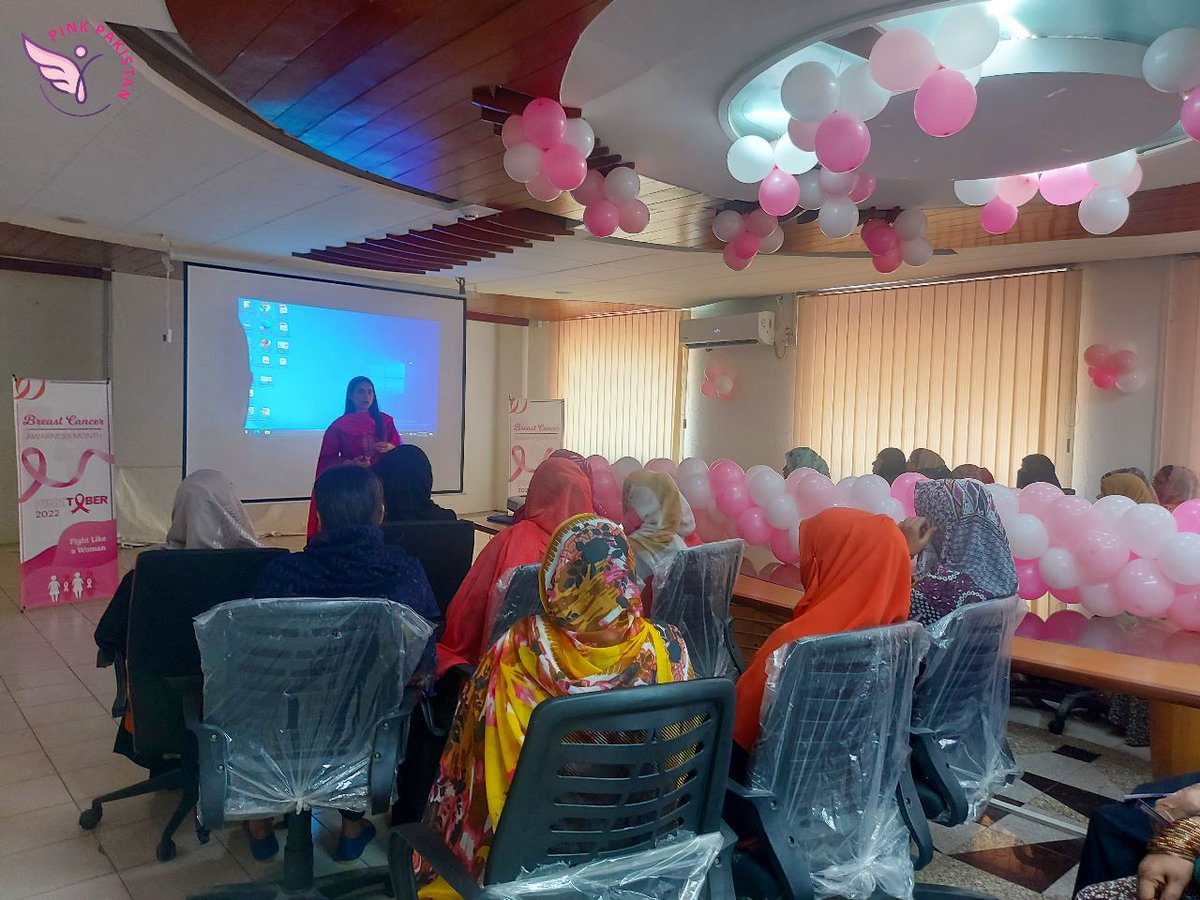PakistanPink's tweet photo. Pink Pakistan has been working to create awareness in the country for Breast Cancer. President Pink Pakistan Dr. Zubaida Qazi conducted an awareness session at Soorty Enterprises - Pvt. Ltd. 
#PinkPakistan #drzubaidaqazi #pinkotber #BreastCancerAwarenessMonth #breastcancerwarrior https://t.co/XWObPB3oPT
