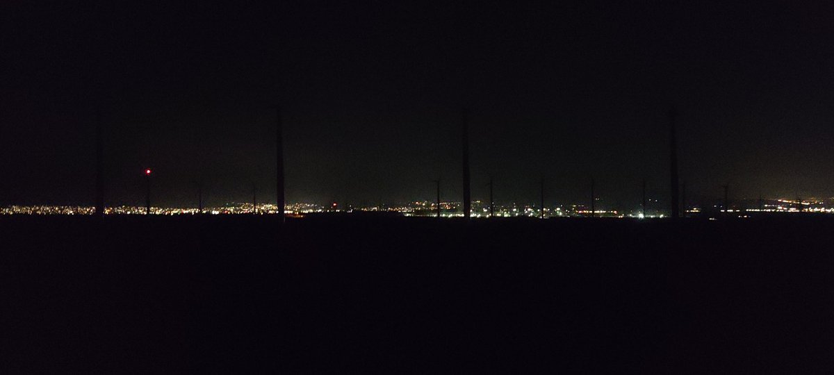 SubwaySean1's tweet photo. On day 169 we left Yucca Valley to try and meet up with Route 10. We ended up descending about 1500' in elevation through beautiful valleys and ended up setting up camp just north of Palm Springs with some gorgeous nighttime views, one week to go! #ThanksSubway https://t.co/gMrcq3pmgB