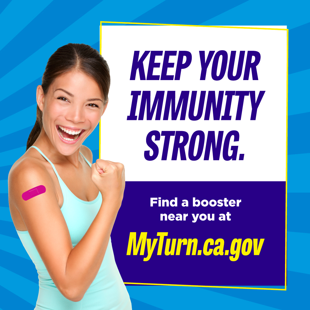 CAPublicHealth's tweet photo. The updated COVID-19 booster is now available for everyone ages 5+! #GetBoosted to keep yourself and your family safer with the most protective doses yet. Find updated boosters for ages 5+ at https://t.co/KRT4UQ7Nhl, your pharmacy, or healthcare provider. https://t.co/zByS0jw5OB