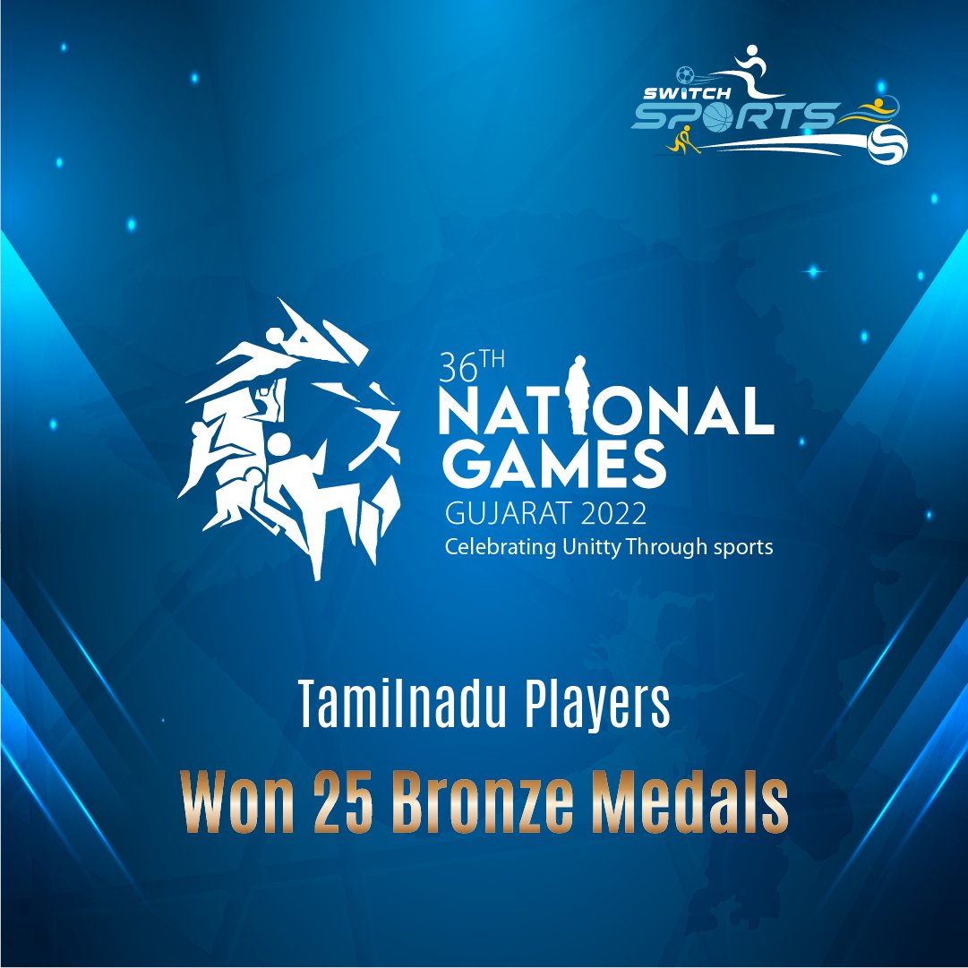 switch2sports's tweet photo. Team #Tamilnadu won 27 Bronze medals in National Games 2022 #Gujarat.
#NationalGames2022 #switch2sports

Congratulations champions, https://t.co/cmmJNYtKuB