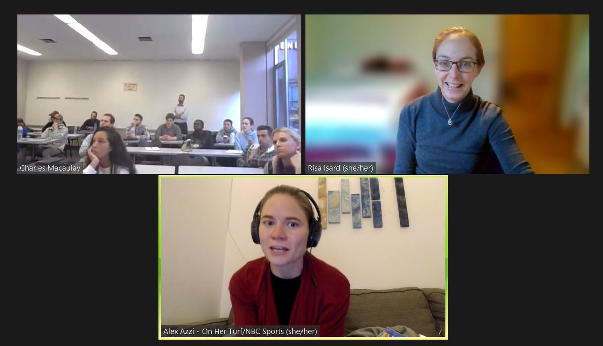 RisaLovesSports's tweet photo. In @DrCDTMacaulay's graduate Org Behavior class, @AlexAzziNBC and I unpacked how narratives that women's sports are 'fragile' are false -- and contribute to poor working conditions (i.e., systemic abuse, as documented in the #YatesReport). https://t.co/oUKClS1p0E