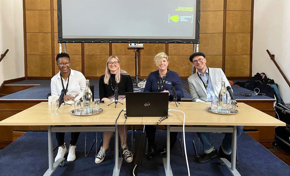 KatieARaby's tweet photo. Loved speaking on the Pathways into Tech panel at @MancTechFest ✨ Really interesting questions and discussions around getting newbies into tech, and the digital skills gap #MancTechFest 🗣️ https://t.co/ygUQGmo8yG