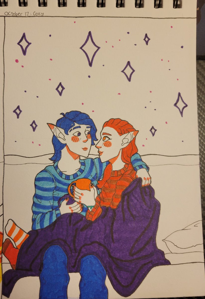 ntirzaman's tweet photo. OCtober 17: Cozy
Warm blanket + hot drinks = cozy af
#Reila #Rowan #Roweila #art #drawing #sketchbook #marker #markers #oc #ocs #ocart #originalcharacter #originalcharacterart #originalcharacters #cuddling #shipart #cozy #love #couple #snuggling #ship https://t.co/5GWUMi8Tg5
