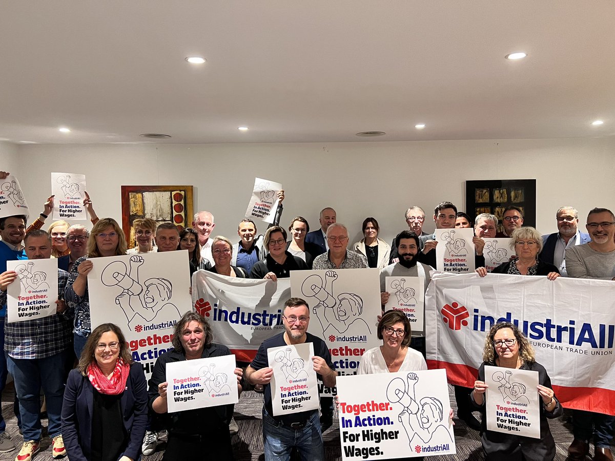 industriAll_EU's tweet photo. Todays company policy committee dealing with the coordination of #TradeUnions in multinational companies. « The wage crisis is hitting all workers hard, whatever the country, sector or company. Urgent action is needed ‼️ » https://t.co/j72BDq2GQB