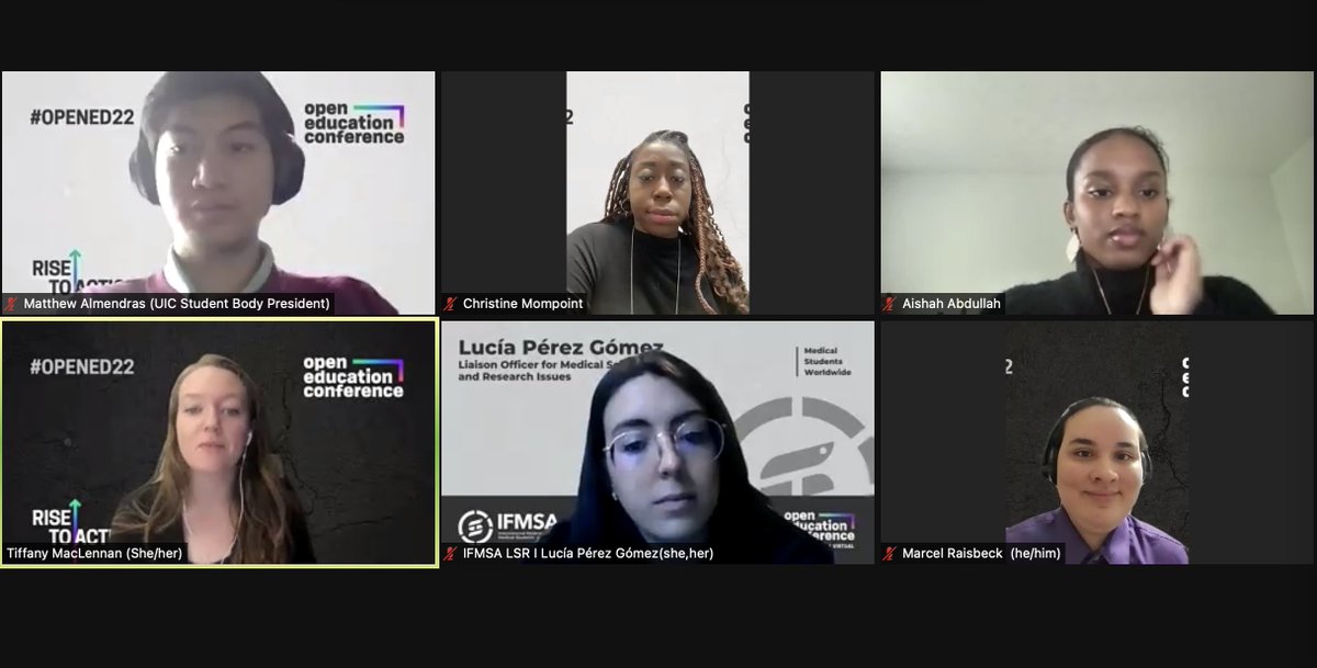 Thoroughly inspired by this amazing group of students at the #OpenEd22 opening plenary. Students have always been the heart of #openeducation and doing this work  with them makes me feel hope. 🥰 opened22.sched.com/event/16Jui/op…