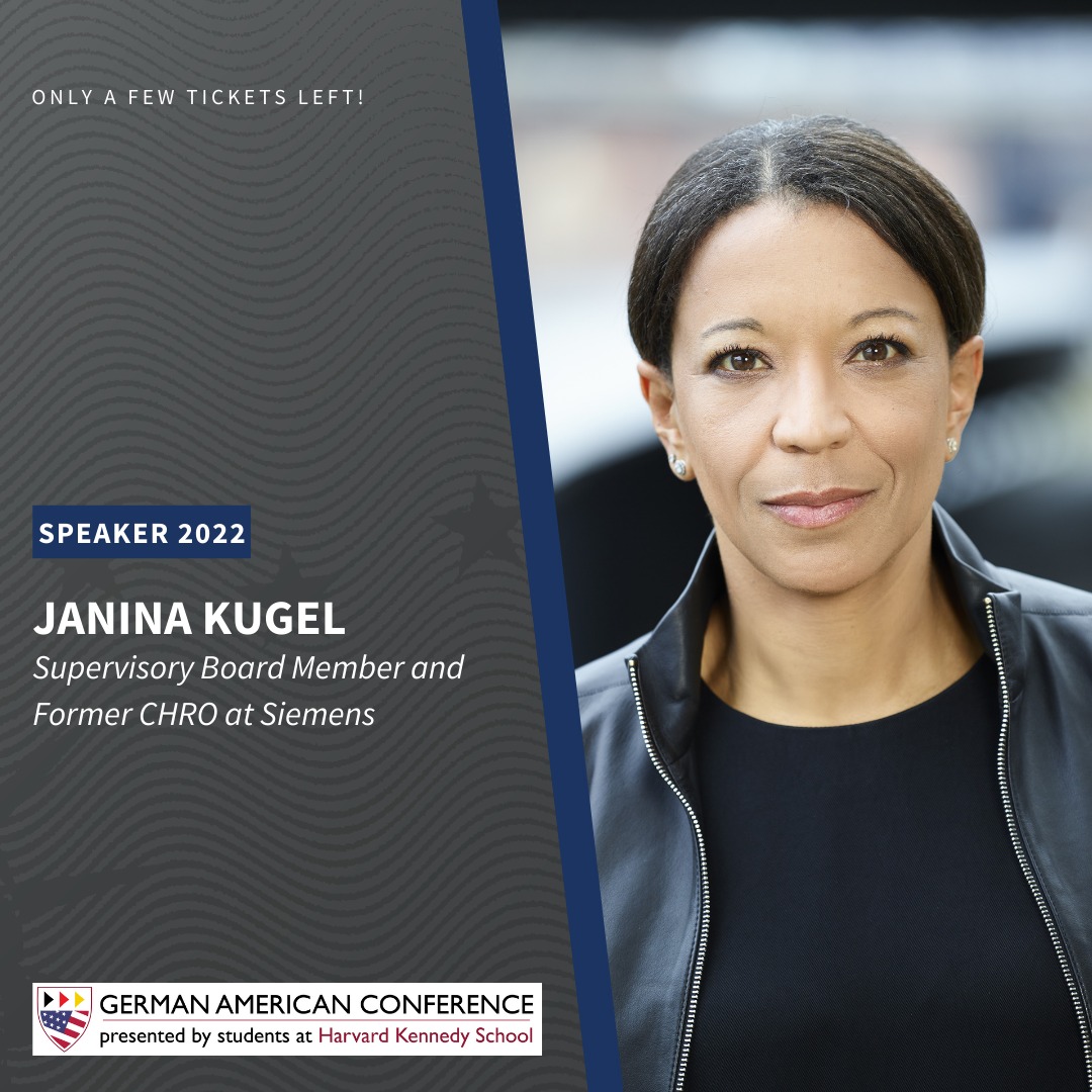 Join @janinakugel, Supervisory Board Member and Former CHRO at Siemens at @Kennedy_School! We are thrilled to have her as one of our speakers.

#gac2022 #ifnotnowwhen #germanamericanconference #join #speaker #harvarduniversity #harvardkennedyschool #hks #cambridge #boston