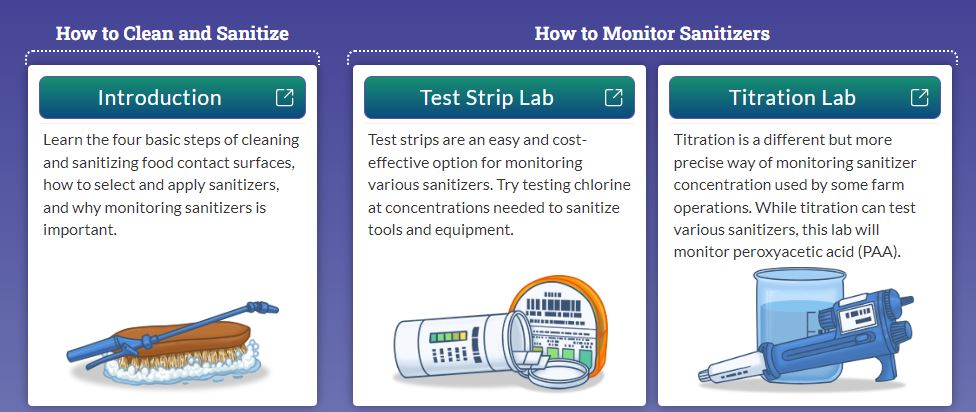 connie_fisk's tweet photo. I'm excited to share a new educational resource for produce farms from @WSDAgov w/ 3 learning modules to teach farm workers about the basics of cleaning and sanitizing and how to test sanitizer concentration using test strips or using titration: https://t.co/w3W9TCTwtQ https://t.co/LOe9rzzp11