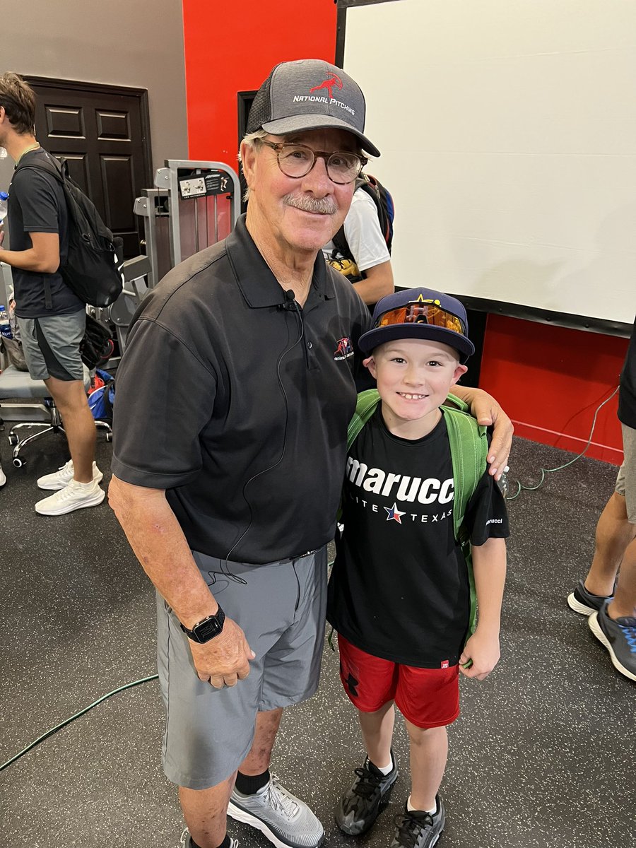 CoachChris_TX's tweet photo. โEinsteinโ had a great time at the @NPA_Pitching Baton Rouge clinic. We both learned a lot. He was wanting to hear another @tomhouse story this morning before school. ๐ #npapitching #healthfirstapproach #baseball https://t.co/eVX6ThQYlA