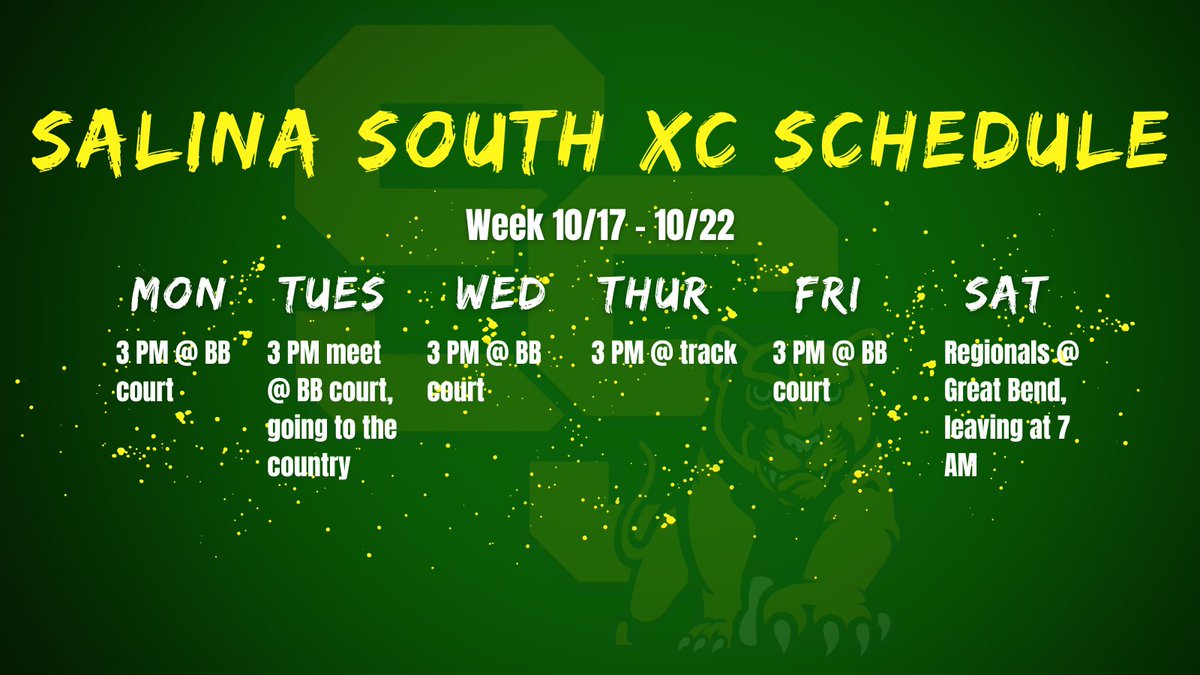 This weeks practice schedule: Regionals week! #cougs