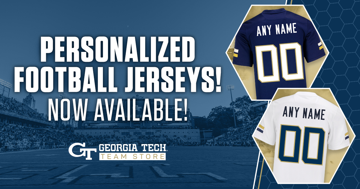 RamblinStore's tweet photo. Create your own Georgia Tech Football Jersey! 🏈

🛒: https://t.co/mIRUSqRoYg https://t.co/G25HBb0OTB