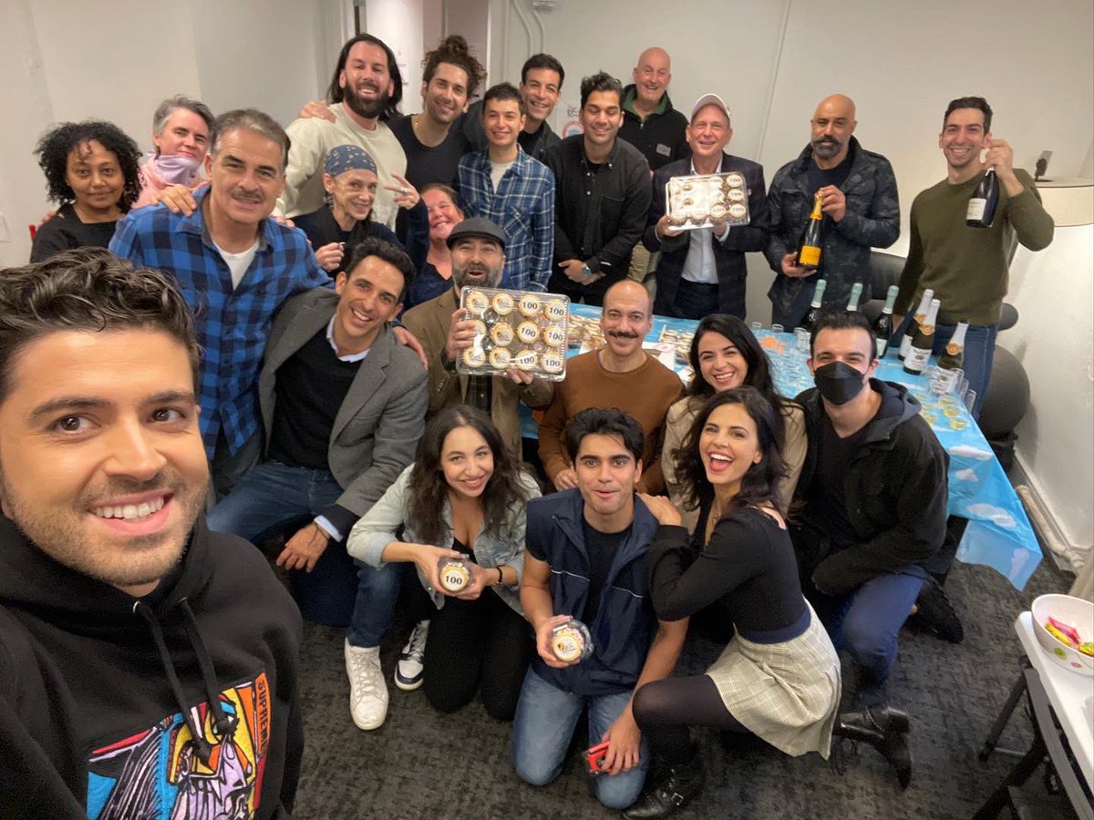 kiterunnerbway's tweet photo. More photos from our 100th performance celebration! Huge thank you to @SalarNader for bringing some delicious Jalabee and cream rolls from Lazeez Desserts to have with our cupcakes! 🎉🥂

Only two weeks left - click the link in our bio for 🎟️! 💜🪁

📸: @beejanland https://t.co/RR0c44QhGZ