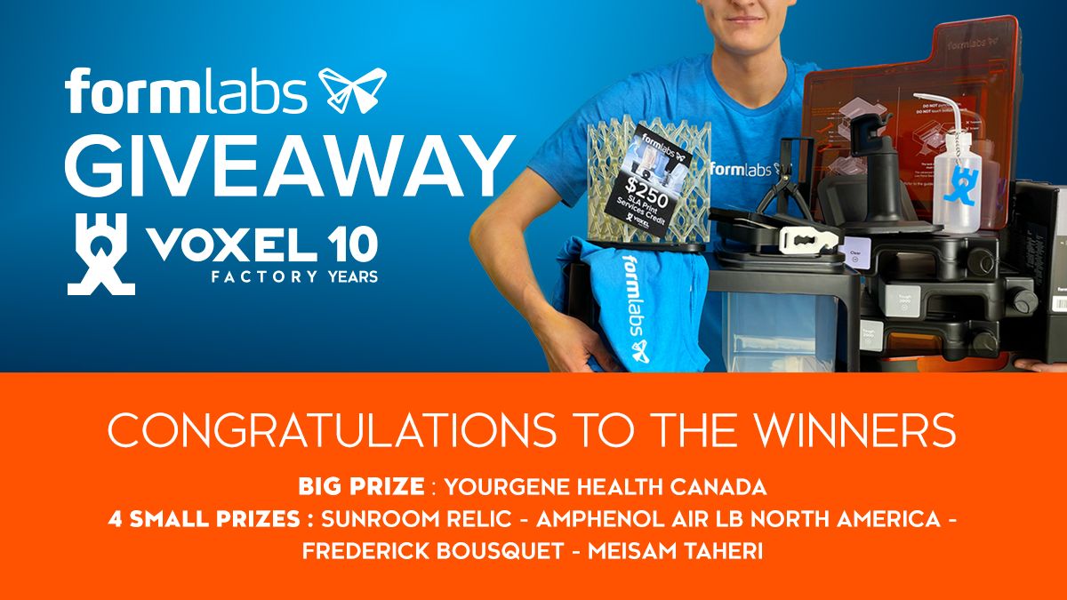 VoxelFactory's tweet image. Congratulations to our 5 winners! 🥳
A big thank you to all the participants of the draw! 
#formlabs #3dprinter #3dprinting #3dprinters #3dprinted #slaprinting