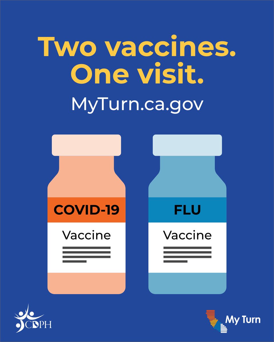 Getting vaccinated against the flu &amp; COVID-19 is one of the best steps to take to protect your health this fall, and you can receive both of them at the same time!

For more information and to schedule an appointment now, visit MyTurn.ca.gov.