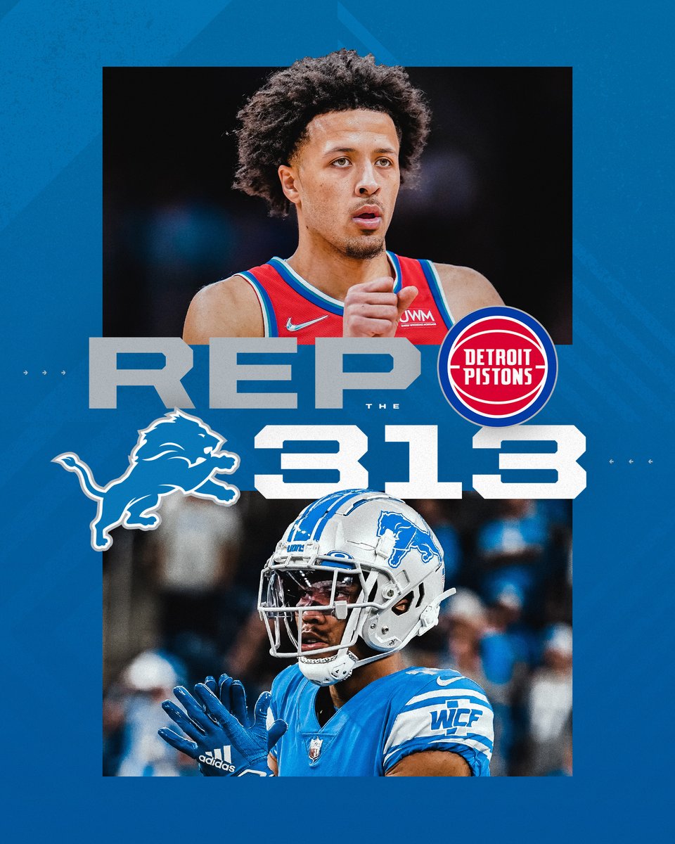 Lions's tweet photo. Good luck this season, @DetroitPistons! https://t.co/Llaet2y95R