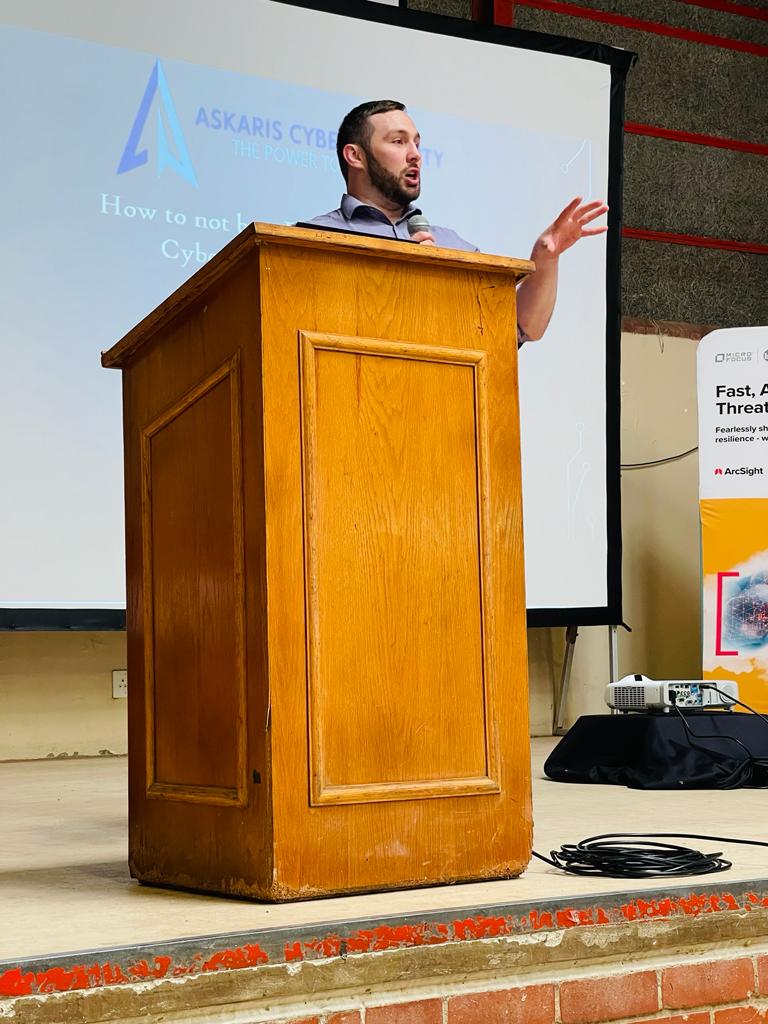 askarisit's tweet photo. Day 1 at Mangosuthu University of Technology (MUT) this afternoon, with our Technical PreSales Manager Jay Kay presenting his keynote speech - 𝙷𝚘𝚠 𝚃𝚘 𝙽𝚘𝚝 𝙱𝚎 𝙰 𝙿𝚑𝚒𝚜𝚑 𝙾𝚞𝚝 𝙾𝚏 𝚆𝚊𝚝𝚎𝚛

Excellent work Jay Kay 👏👏👏

#keynotespeaker #SouthAfrica #WeAreAskaris https://t.co/iC8szn2gWZ