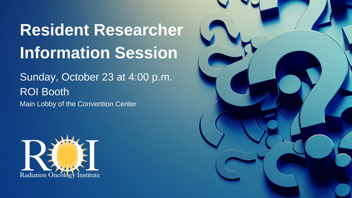 #RadOnc residents attending #ASTRO22 - come to an information session about ROI's current #research funding opportunity 'A New Era of RT.' Research Committee members, current grantees and staff will be at the ROI booth on Sunday 10/23 at 4 pm CT to answer your questions.