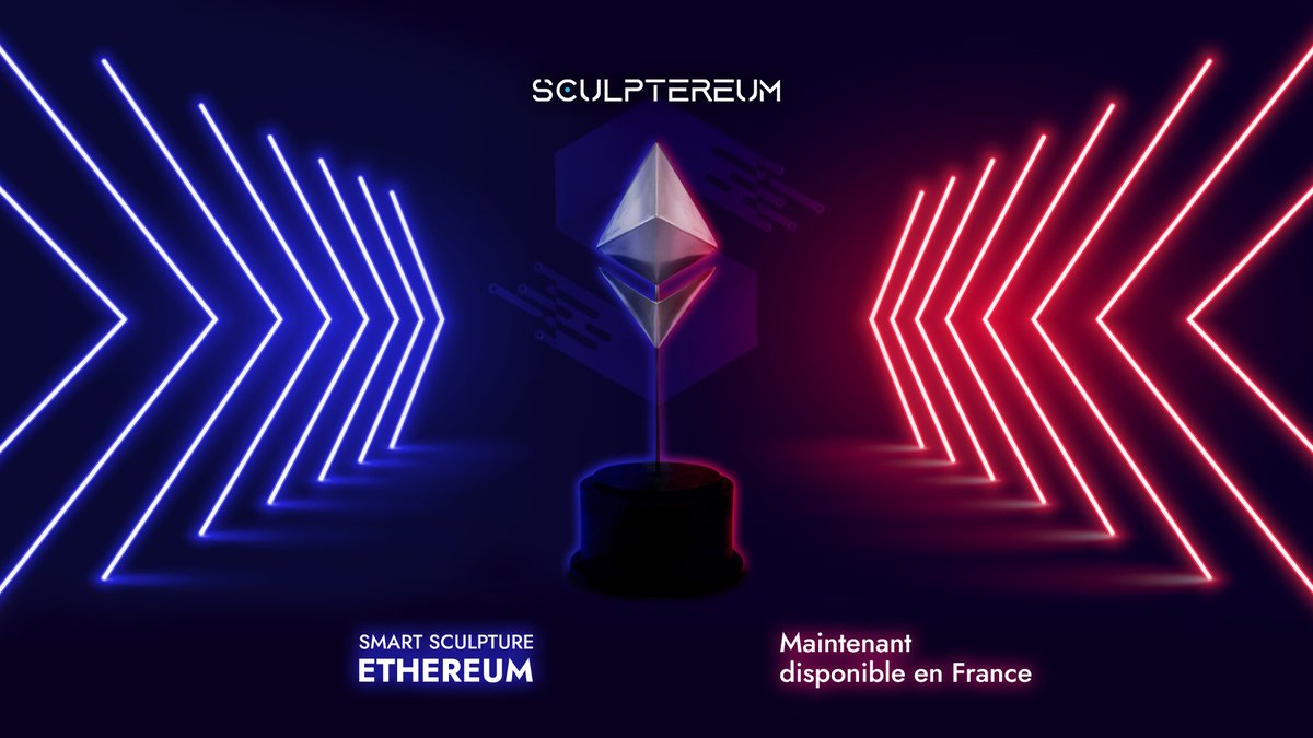 Sculptereum's tweet photo. 🇫🇷 Lancement Officiel en France 🇫🇷

Les Smart Sculptures #Ethereum sont disponibles dès maintenant en #France métropolitaine !

5 codes de -50% en #Giveaway 🏆

1️⃣ Follow @sculptereum
2️⃣ Like &amp; Retweet
⏰ 48h

#cryptomonnaies #NFT #web3 #madeinfrance #crypto #cryptofrance #ctfr https://t.co/WO6ikiCbke