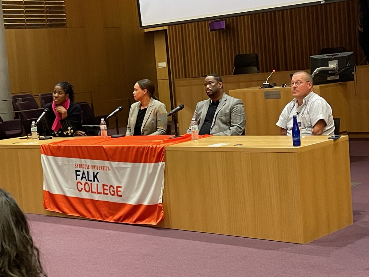 SUSportMgmt's tweet photo. Falk College’s Department of Sport Management, in conjunction with Syracuse University’s College of Law, hosted more than 200 people Oct. 13 at the inaugural Jonathan B. Wanderstock “Diversity, Equity, Inclusion and Accessibility in Sport” Lecture. @SUFalkCollege @SyracuseU https://t.co/2RUXHfm69w