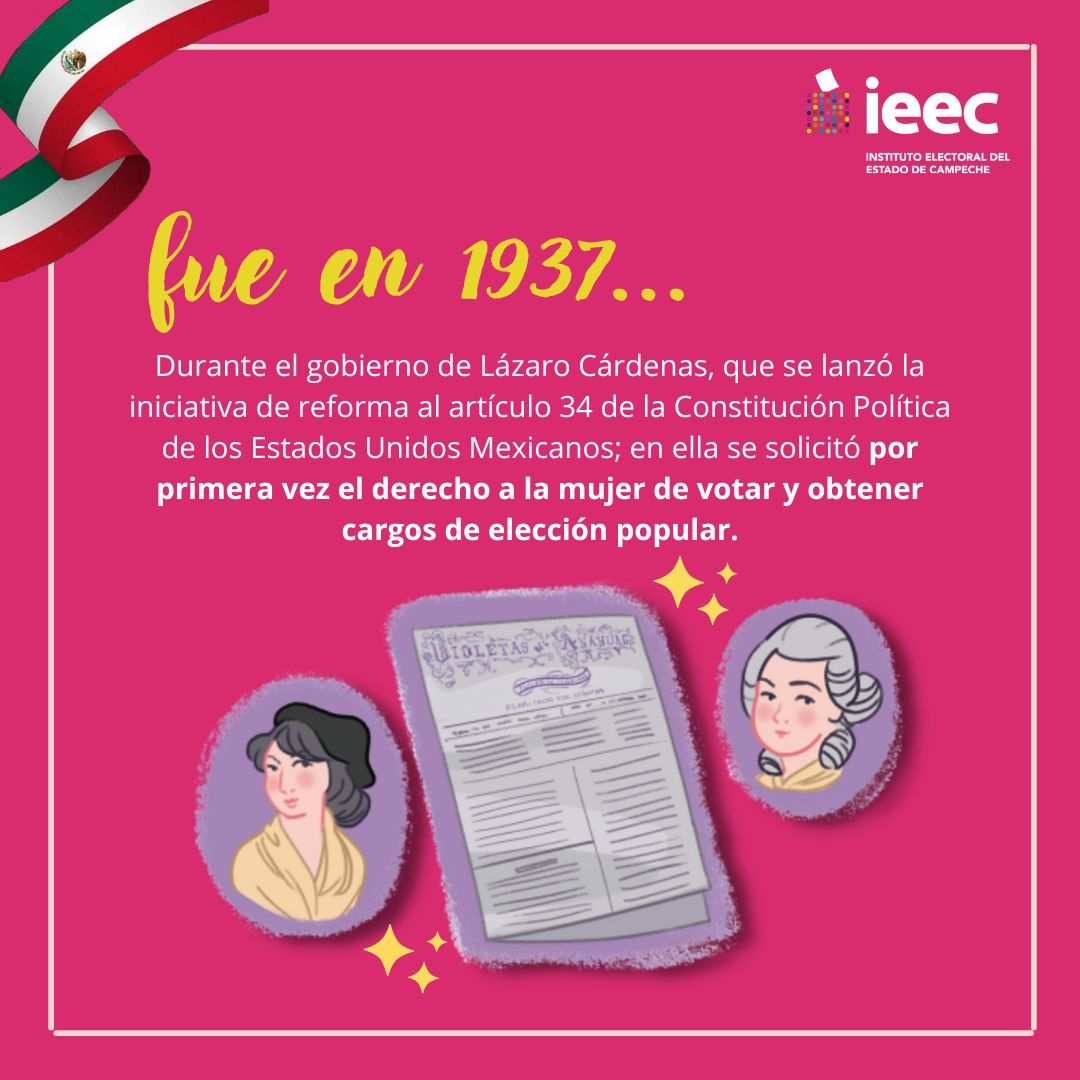 IEECampeche's tweet photo. 🇲🇽17 de octubre, 69 Aniversario del Voto de la Mujer en México.
Un día como hoy de 1953, se publicó la reforma constitucional que reconoció el derecho de las mujeres mexicanas a votar y ser votadas, producto de una larga lucha por parte de las sufragistas mexicanas. ️#CSocial https://t.co/MmeCjWobCe