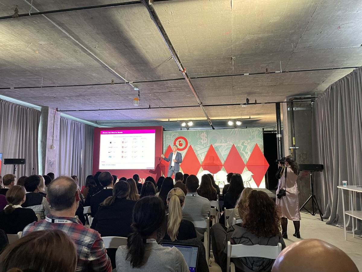 KieranKent's tweet photo. .@UncensoredCMO on stage @advertisingweek presenting latest @System1Research data which makes clear case for D&amp;I in advertising - inclusive ads make people happy and also stimulate long-term brand growth #awnewyork https://t.co/dog5GonYXd