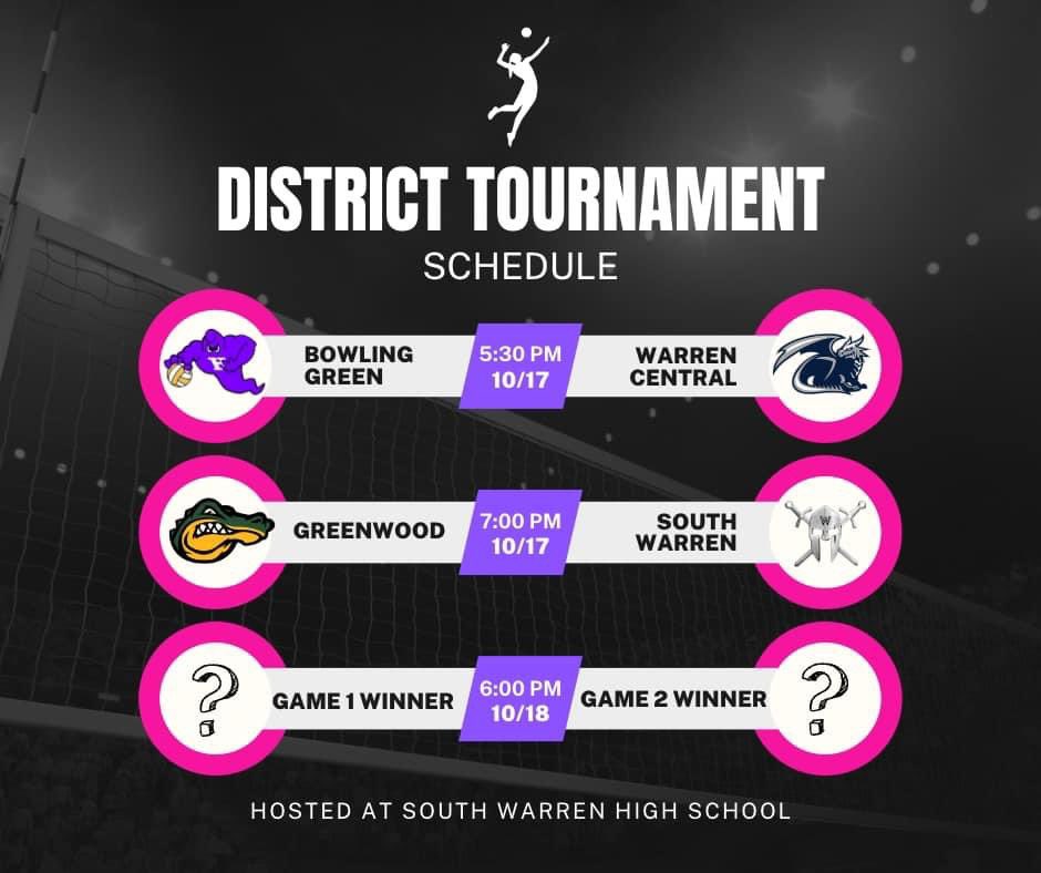 OUR FAVORITE DAY: GAME DAY! But this time, district play! Come join us at South Warren as we take on Warren Central in the first round :)
