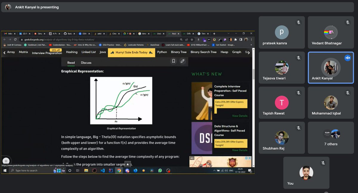 shubhamsingh__1's tweet photo. Today I attend a session What is Big O Notation Explained: Space and Time Complexity
Thank you @AnkiKanyal Bhaiya
#dev_matrix #communitytaught #opendevs #complexity #dsa #datastructuresandalgorithms https://t.co/Mz9iNT2woI