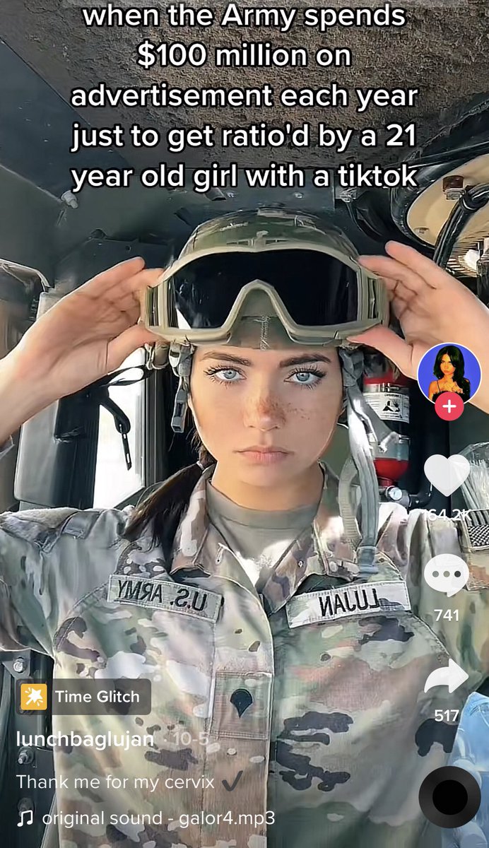 brndxix's tweet photo. the us army is using egirls to recruit teenagers this country is so washed https://t.co/t7WNfvSV2J